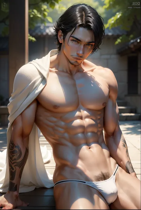 
1 person, ((male model)) warm skin,  masterpiece ,  best quality ,  the most handsome man in the world , by Shen Quan, Majestic bodies , male model bonito,  An attractive man aged 18 to 24 , Blooms in spring,  campos verdes , spring, uni, green trees, flo...