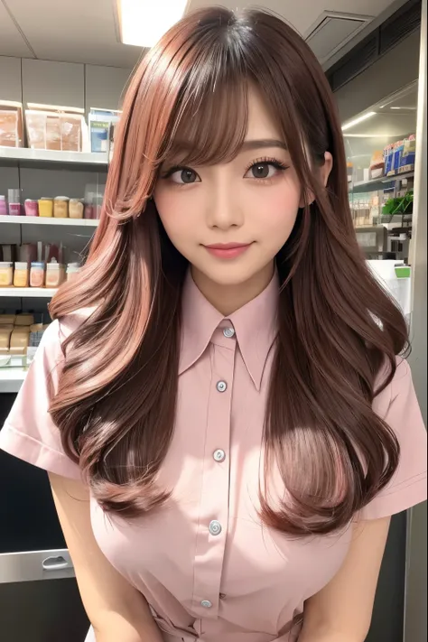 (NSFW:1.1)、 photorealistic、( Perfect Anatomy)female 1 person、(The age is 32:1.2)、 and my hairstyle is semi-long 、 The color of the hair is pink only at the tips、Applying blush to the cheeks、Wearing false eyelashes、 wearing silver colored contact lenses、The...