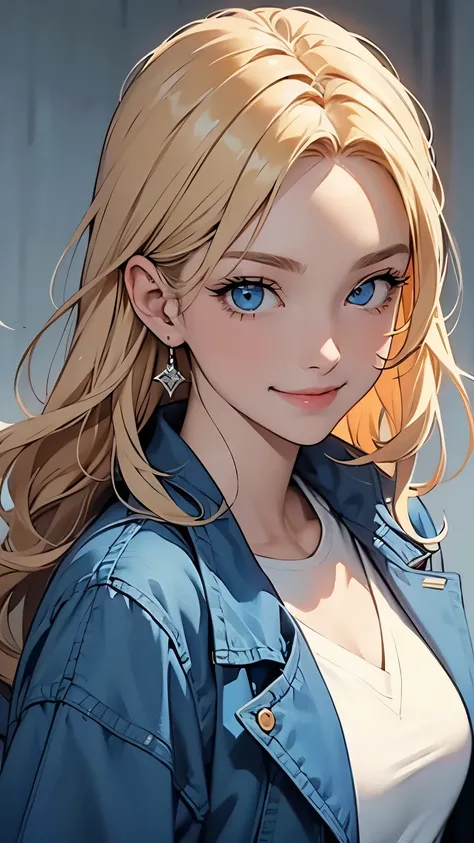 Christian AOT,  1 girl, Alone, christa renz, smile,  hair between eyes,  blue eyes, Blonde,  jacket,  medium hair,