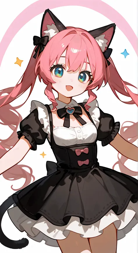 Anime Girl with pink hair and black cats ears,  Animated Cute Style , (Anime Girl),  cute anime in beautiful clothes , Marin Kitagawa Doujin Figure , pretty Anime Girl, cute Anime Girl, an Anime Girl, animated visual effects， Cute Girl, Anime Girl ,  Best ...