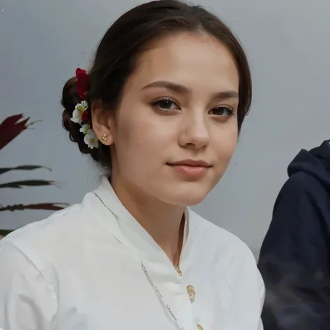 young woman wearing white