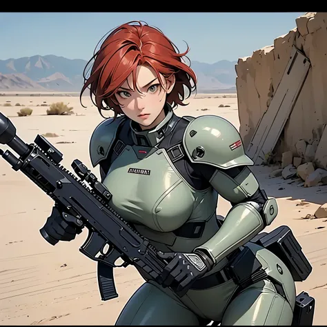 nsfw,  anime screencap, 16k, perfect anatomy proportion body, perfect hands,  action,  dynamic composition with a sense of speed and dynamism , (Firing an assault rifle, shooting:1.6), milf, 40age, perfect beautiful delicate sexy face, perfect beautiful de...