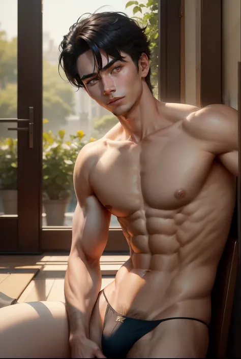 
1 person, ((male model)) warm skin,   masterpiece  ,   best quality  ,   the most handsome man in the world  , by Shen Quan, Majestic bodies  , male model bonito,   An attractive man aged between 18 and 24 , Blooms in spring,   campos verdes  , spring, un...