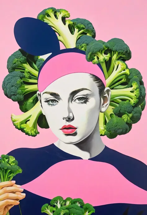   collage painting, Nolan Ryan throwing broccoli、Wire, circuit, , nature, science, dramatic,   sexy, Romanticism,   cyberpunk, neoclassicism, Experimentalism, Baroque, Impressionism  ,   expressionism,  Unexplainably Beautiful  ,  avant-garde , Art Deco, A...