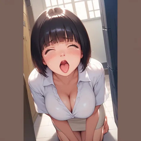 score_9,score_8_up,score_7_up,masterpiece,highest quality, source_anime, realistic, super detailed, extreme detailed, rating_explicit, 
1girl, kneeling, from above, looking up, (open mouth:1.3), (tongue out:1.2), heavy breathing, oral invitation,
BREAK gir...