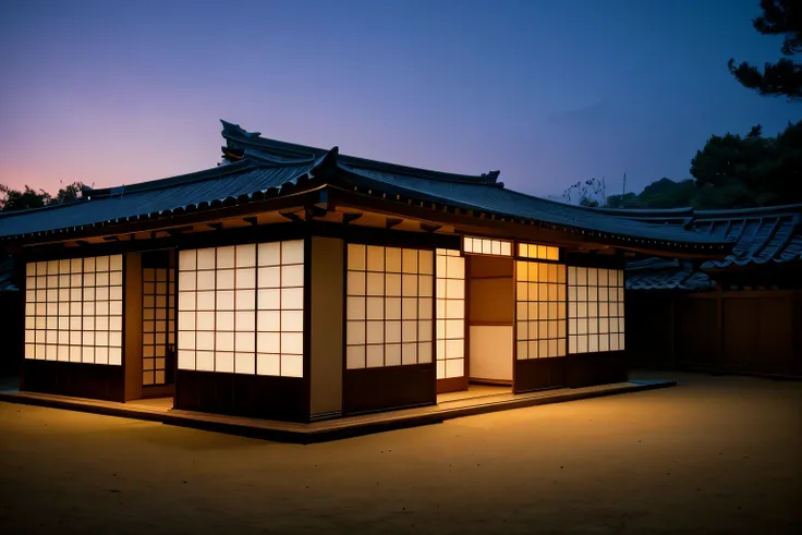 night　pavilion　Japanese style　dark　dark　 real　antiquity