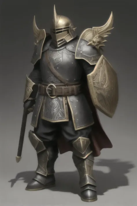       A dwarf dungeon and dragon character      :

      General Appearance:  A heavy armor made of black steel reinforced with gold ,  designed to be imposing and functional in close combat .

hull:  Helmet with short decorative horns and a visor sculpted...