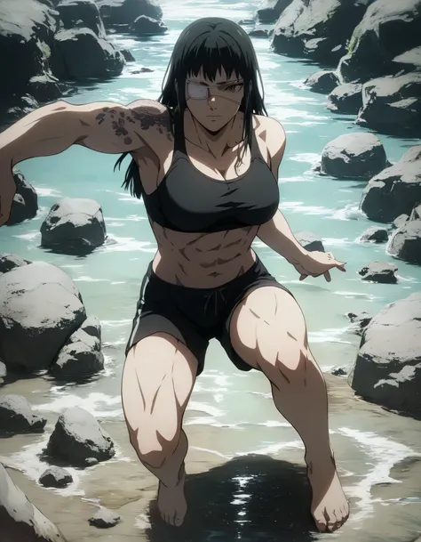 score_9, score_8_up, score_7_up,score_6_up,high resolution,source_anime,s0fiavalm3t,1girl,eyepatch,black hair,long hair,,water,rocks,volumetric lighting,rim lighting,dof,dramatic shadow,full body,dynamic pose,looking at viewer,pov,suspended in air, tattoos...