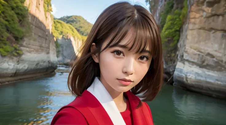 Professional, EF16-35mm F2.8L III, High Definition, 4K, Photo Quality, Realistic, Soft Light Source, Japanese, One pretty girl, 20 years old, Brown eyes, Parted bangs, Brown hair, Medium hair, Upper body & close up on subject.
Location: Miyoshi city, Tokus...