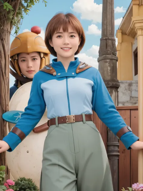 337 (20-year-old female, short hair), ( high image quality), (smile), ((Nausicaas suit )), ( Nausicaas view of the world)