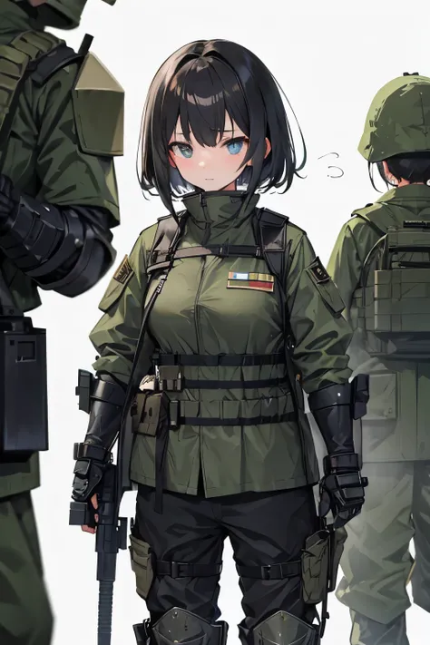 Female, stealth outfit, army, heavy armor, baggy