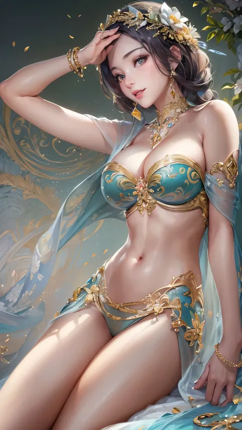 (( top quality)),( super high resolution ),( super detailed),( detailed description ),(( best CG )),( Best Artwork ), Ultra Precision Art, Amazing Painting Art,(Exquisite art:1.5), Lady,  lingerie dress , Resplendent Jewel ,  one-shoulder ,  yulfuwa vertic...