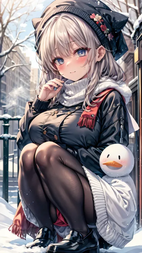 ((masterpiece, sidelighting, finely detailed beautiful eyes: 1.2)), (anatomically collect:1.3), Extremely cute, (extremely detailed beautiful face), (Authentic skin texture:1.4), (outdoor, winter, snowy landscape, park:1.2), (1 hit school student girl:1.2)...