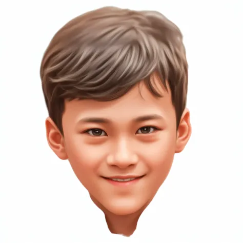 a close up of a young boy with a white shirt and a black hair, detailed face of a asian boy, south east asian with round face, boy with neutral face, digital art portrait, young boy, realistically rendered face, realistic detailed face portrait, potrait, y...