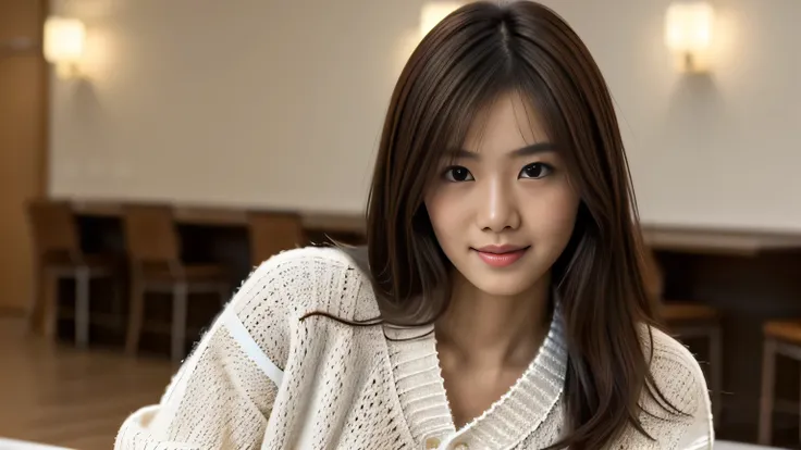 Oriental woman , ( white sweater:1.4),  ( RAW photos ,  top quality), ( realistic ,  as real as in the picture:1.4),   very delicate and beautiful,  very detailed, Beautifully detailed 25 year old Japanese woman ,  extremely detailed eyes and face ,  nose ...