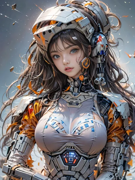 Raw quality,  Queen of Zerg Beautiful Girls : Ranlinger, Baby Face,  Slim Body at Age 18 , (Stutter:1.6), messy hair , beautiful  perfect face, My daughter,  perfect face,   Oka Yasutomos painting style, Big Company Breasts , Hard nipples, mechanical robot...