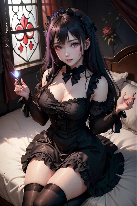 ハードな dark gothic メイク、Dark black eyeshadow、 sad、Good skin radiance、 dark gothic 、 dark smile 、palace、The beauty of fragrance、24 years old、 Knee High Socks、 pantyhose、Masturbation facial expressions、Extremely fair skin、 rich expression of pleasure 、 uncomfor...