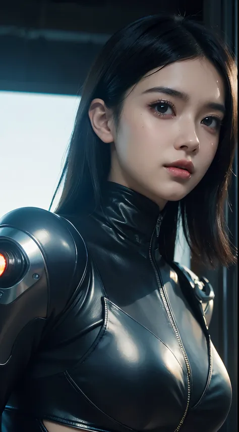 a comic potrait of a cyberpunk cyborg girl with big and cute eyes, realistic shaded perfect face, fine details. night setting. very anime style. realistic shaded lighting poster by ilya kuvshinov katsuhiro, magali villeneuve, artgerm, jeremy lipkin and mic...