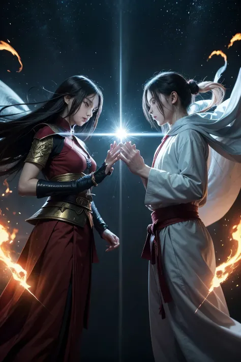  Heres a prompt to create a manga scene Chinese-style ,  with a combat between psychic wizards of the Wu :

" Two powerful psychic wizards from the Wu sect face off in an epic battle ,  their glowing auras illuminating the night sky .  Rays of psionic ener...