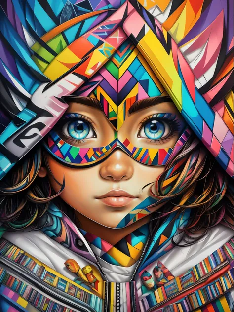 (animal), Eduardo Kobra padding ,wall PORTRAIT geometric multidimensional, art, chibi, yang08k, beautiful, colorful, masterpieces, top quality, best quality, official art, beautiful and aesthetic,
