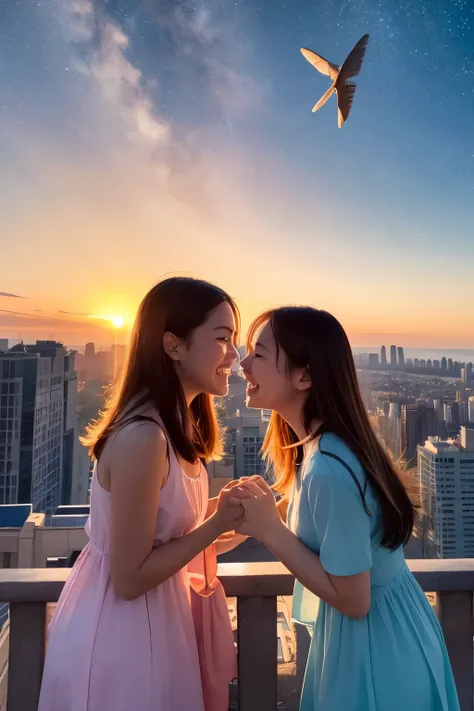 [ Verse ] Smiles unfold at that moment when the sun rises, smiles spread in the city, the secrets of the sisters in the city, lets embark on an exciting adventure trip every day  [ Verse  2]  I wonder what the future holds hands and want to fly in the sky ...