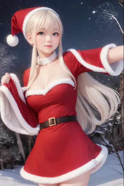 ((masterpiece)), ((highest quality、Ultra high definition)), (Very detailed),8k、Photo quality、((Amazingly cute girl))ld girl)), Two people, , (Beautiful emerald blue eyes), ((smile)),A snowy night, Beautifully arranged blond hair in twin tails、whole body、((...