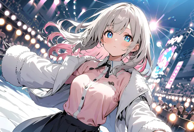 White Breath、 face up、 scarf、gloves、Winter Street by Night 、coat with black fur、glovesと scarf、 illuminations、Fantastic Light、night、 thick boa coat in 、 long coat and 、 scarf、 street concert、、 street live in the winter city 、 street concert、Wear a thick coa...