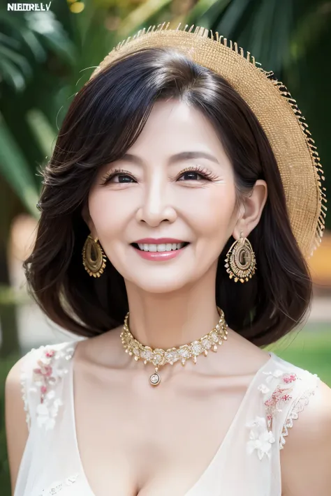 ７８ years old　Mom　MILF　Korean, Lady　large earring　Big choker　navel piercing decoration　A bracelet　realisitic　Gorgeous Madame Beautiful Mature Woman　sexy　Smile　Gentle woman navel piercing　４K　High quality