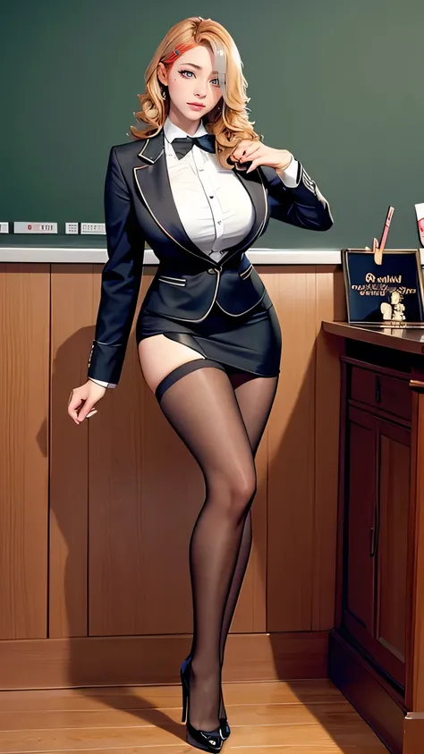 Classroom teacher with bigger breasts 。 Delicate skinned women ， Full Body Photo ， heels 。Model shooting pose 。City Girl。Sexy Secretary，Strappy stockings 。 Sexy and charming tutor 。 Sexy female boss in formal suits and high-waisted skirts。 charming female ...