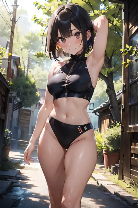 (extremely high quality artwork), (extremely detailed CG 8k), (masterpiece) ,(extremely cute girl), short, (blushed face), (innocent face), ((shy smile)), (bob cut), shiny hair, (slender body), (mediam breasts), soft bust, (beautiful detailed eyes), (clear...