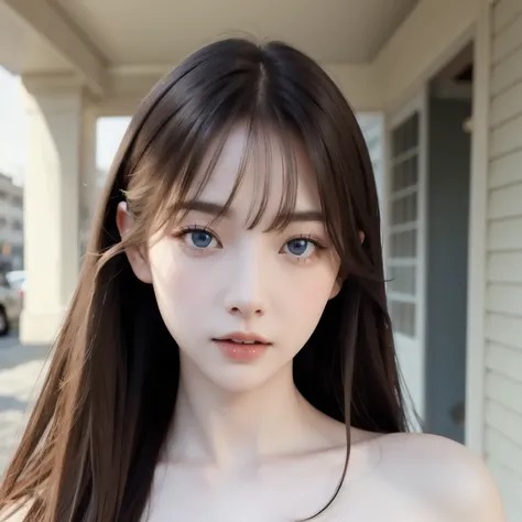 (Detailed eyes), pretty eyes, exact eyesstanding on a street, (full nude, medium breasts, full body shot, full body, solo), aespakarina,1girl,(intricate details), upper body, best quality,((ultra-detailed, ultra skin details)) ,(photorealistic:1.4),face at...