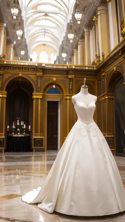 unmanned, wedding dress,Decorated,exhibit