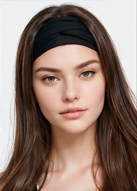 a close up of a woman with long hair wearing a black headband, highly detailed realistic face, realistic beautiful face, detailed realistic face, realistic detailed face, beautiful realistic face, realistic shaded perfect face, photorealistic beautiful fac...