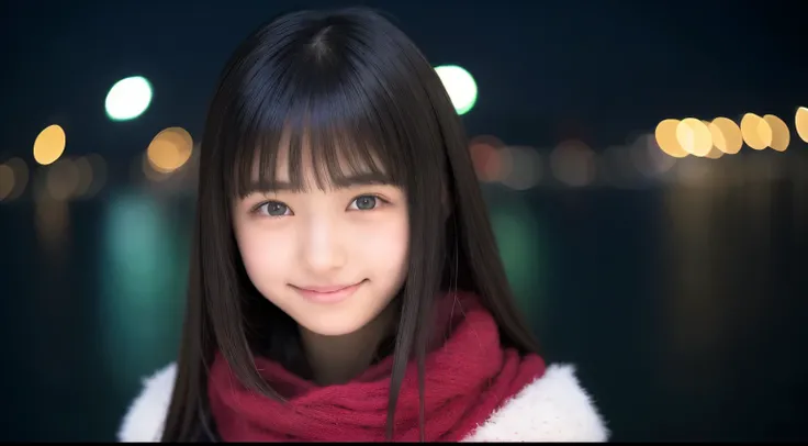 one girl , 18 years old、Japanese Gravure Model, ( cute little , a beauty girl:1.2),.1、Modest and big , A beautiful butt that will do , ( lets look up and pray at the big Christmas tree in the night sky:1.5)、( a night town with beautiful Christmas light...