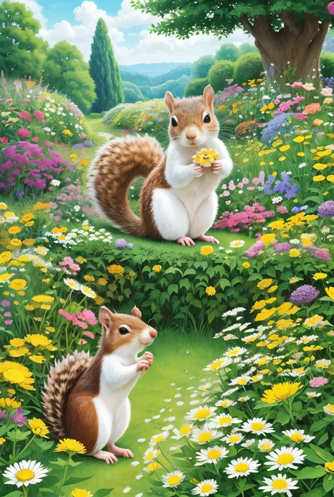 puzzle pieces with a hedge and flowers in the background, puzzle art, a jigsaw puzzle,  Lisa Frank Style,  anthropomorphic squirrel , anthropomorphic Hedgehog, puzzle, Pastel colors inspired by ,  Hedge Maze , Mysterious ,   cute detailed digital art , Hed...