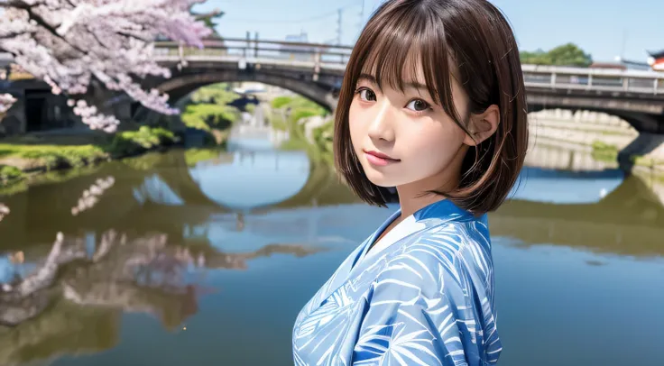 Professional, EF16-35mm f/2.8L III, high definition, 4K, photo quality, realistic, soft light source, Japanese, one pretty girl, 20 yrs old, brown eyes, parted bangs, brown hair, medium hair, close-up on upper body & subject, no text.

Location: Uji City, ...