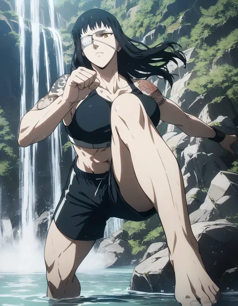 score_9, score_8_up, score_7_up,score_6_up,high resolution,source_anime,s0fiavalm3t,1girl,eyepatch,black hair,long hair,,water,rocks,volumetric lighting,rim lighting,dof,dramatic shadow,full body,dynamic pose,looking at viewer,pov,suspended in air, tattoos...