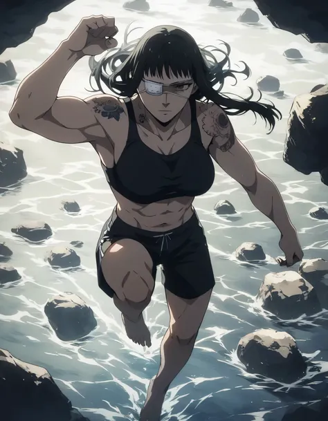 score_9, score_8_up, score_7_up,score_6_up,high resolution,source_anime,s0fiavalm3t,1girl,eyepatch,black hair,long hair,,water,rocks,volumetric lighting,rim lighting,dof,dramatic shadow,full body,dynamic pose,looking at viewer,pov,suspended in air, tattoos...