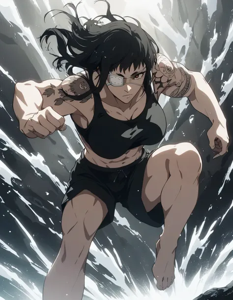 score_9, score_8_up, score_7_up,score_6_up,high resolution,source_anime,s0fiavalm3t,1girl,eyepatch,black hair,long hair,,water,rocks,volumetric lighting,rim lighting,dof,dramatic shadow,full body,dynamic pose,looking at viewer,pov,suspended in air, tattoos...