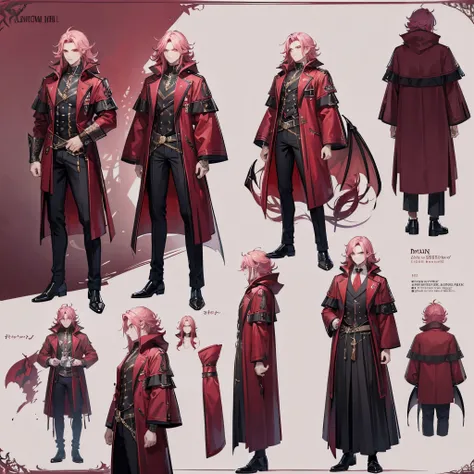 (Masterpiece, best quality), detailed, 1 man, ((character concept art)), ((character design sheet, same character, front, side, back)), full body, body complete, 1 Male demon, 1 Man demon, Detailed face, character design sheet，full bodyesbian, Highly detai...