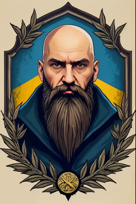  Logo 
The name of the channel MY THOUGHT in Ukrainian
Channel on Ukrainian politics personal blog 
The logo should have Ukrainian symbols,  prapor of Ukraine ,  coat of arms
A bald man with a 35-year-old beard looks like a Kozak 