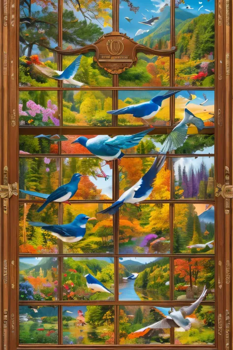 1 , 000 piece jigsaw puzzle for adults :  vertical shot with beautiful colorful birds and forest background　Popular products