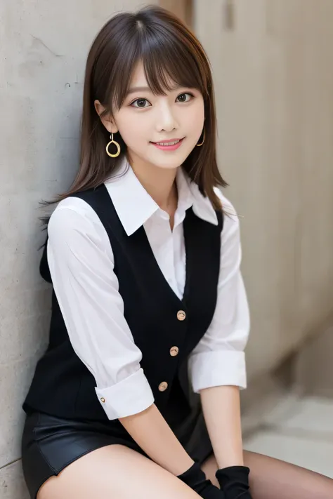   top quality 、 super detailed 、 high definition 、8k,, emphasize the legs, focus on legs, Dynamic angle, photo from below

Her hair is brownish in color and is tied up in a bun at the back.
Her bangs flow diagonally and some hair hangs down on the sides of...