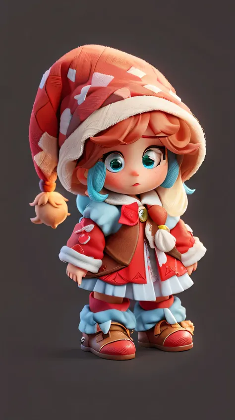 a close up of a small doll wearing a red and white hat, adorable digital painting, cute digital art, cute pocelain doll, cute detailed digital art, cute woman, cute girl, cute colorful adorable, cute 3 d render, cute adorable, cute artwork, profile pic, 8k...