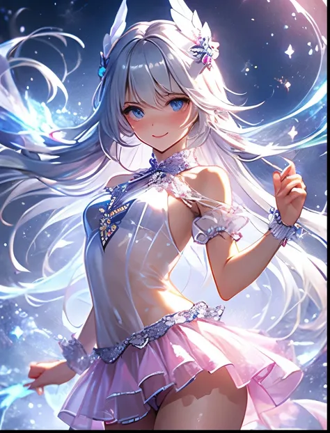 （（（ＳＦＷ、Precision、Highest quality、A first-class masterpiece、Normal body、8k、  Detailed Face 、Ultra-precision、 Normal hand、５refer to、Highest）））、Silver-haired beautiful girl、 Shy, Neat, and Pretty Magical Girl 、A healthy girl fighting in embarrassed, blushing,...