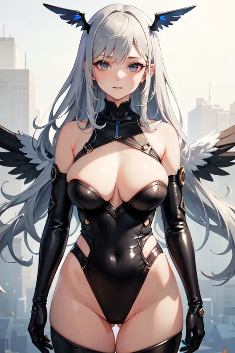 (( top quality)), ((masterpiece)), (  Details),  1 girl ,  sexy,silverhair,longhair,sexy,mecanical,wing,sexy,