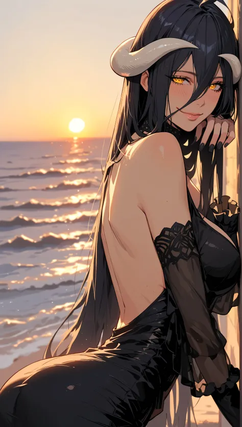 (score_9,score_8,score_7_up,score_6_up)sinozick style,flat color, dark theme
waligner overlord albedo absurdres english_commentary highres paid_reward_available 1girl ass white_dress backless_outfit bare_shoulders white_dress breasts black_hair closed_mout...