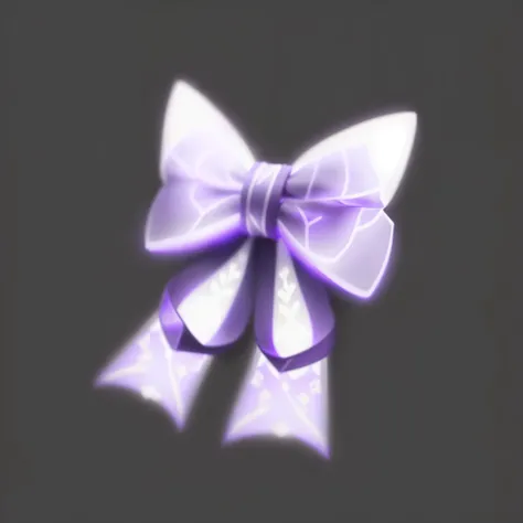 purple and white bow on a black background, ornamental bow, thick bow, bowknot, big ribbon, purple ribbons, ribbon, glowing neon bow, hair bow, bow tie, bowtie, ribbons, stylized material bssrdf, stylized shading, video game item, league of legends invento...