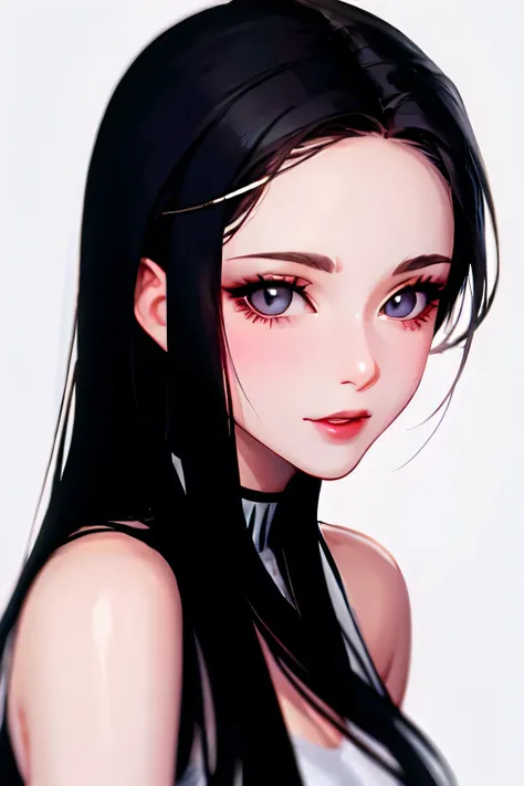 female illustration cool boyish long hair
Beautiful woman with black hair, no bangs, whitening, nice, mature woman, quiet, empty forehead