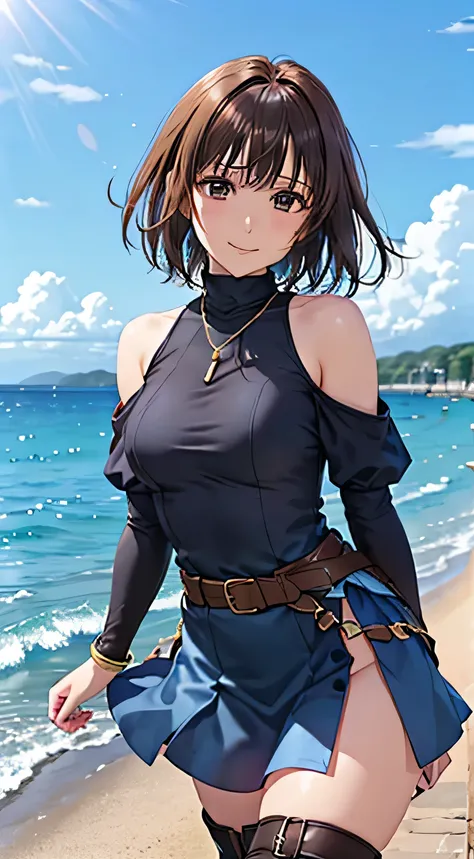 (( , top quality, , Pixel Perfect , 4K,))), 1 Woman , 、 (( short wave hair、 dark brown hair )), (( brown eyes , Beautiful eyelashes , realistic eyes)), (( detailed face , )), (( smooth texture:0.75, realistic texture:0.65, realistic :1.1,...